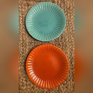Stangl USA Orange and Green Colonial Pattern Bread Plates